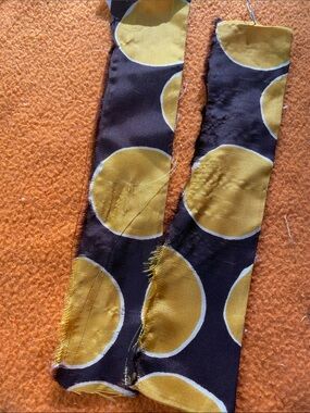 Polka Dot Silk Scarf Strip in Mustard and Black